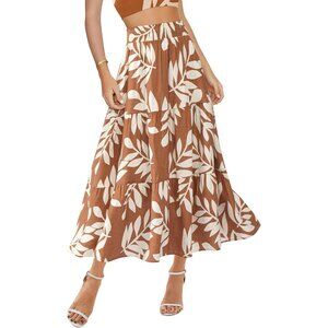 Chic Floral Print High Waist Skirt with Elastic Band - Perfect for Any Occasion